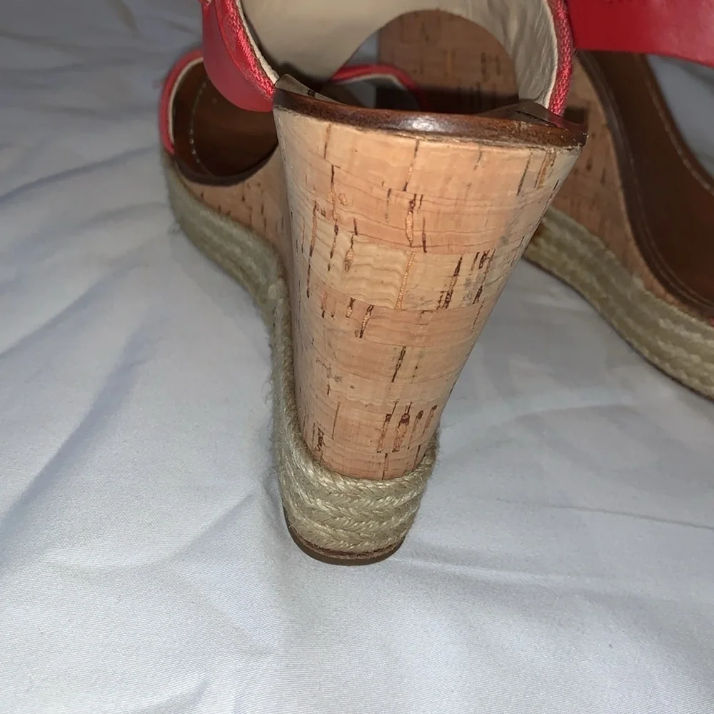 Gently Loved Coral Red Wedges by COACH
